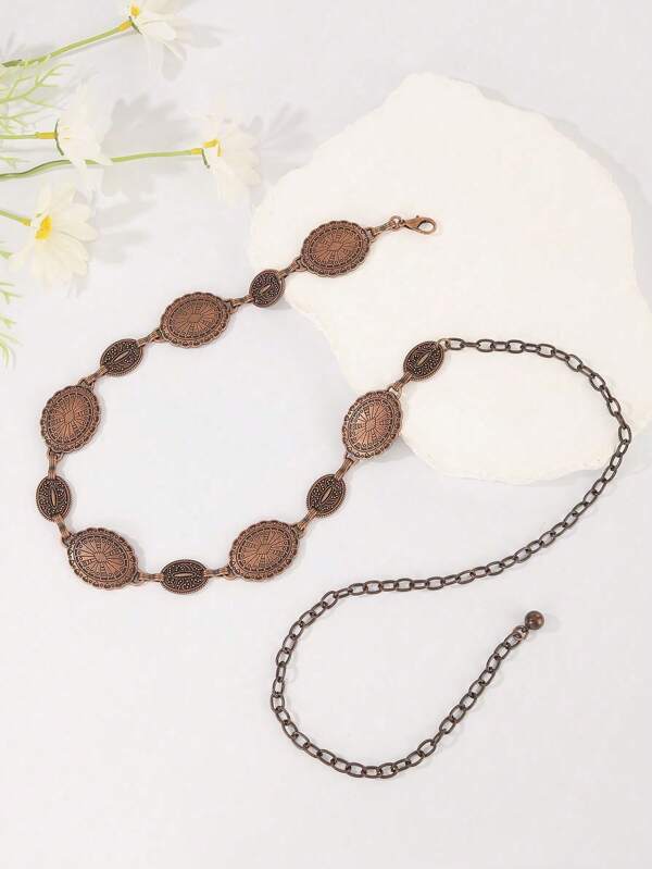 Carved Waist Belt For Women, Paired With Skirts, Versatile And Sweet Korean Decoration, Fine Waist Chain, Metal Chain, Suitable For Sweaters And Dresses, Sexy Street Fashion, Suitable For All Seasons: Spring, Summer, Autumn, And Winter.