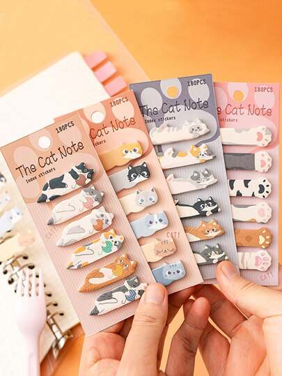 1pc Cartoon Cat Sticky Notes, Cute Index Stickers For DIY Marking And Categorizing, Memo Reminder N Times Sticky Pads,School Supplies,Back To School
