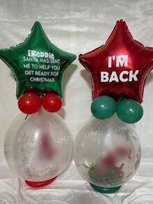 9pcs/Set Christmas Party Decorative Balloons, Fairy Catching Decoration Balloons, 18-Inch Clear Latex Balloons, 18-Inch Star-Shaped And Round Foil Balloons, New Year, Room Decor Supplies - Multicolor - View 4