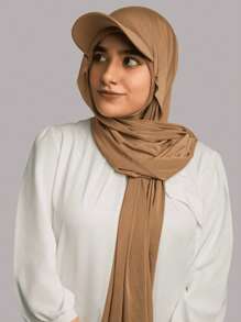 1 Stück Klassisches einfarbiges Kopftuch für Damen, All-in-One Turban-Mütze im Mittleren Osten Stil, vielseitig und modisch Baseball Hijab Hut mit UV-Schutz für den täglichen Gebrauch