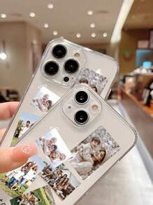1pc Custom DIY Multi-Image Design Phone Case, TPU Transparent Phone Case, Custom Text Design, High Definition UV Print Phone Case, Provides Shock Protection For Your Phone, Compatible With IPhone Series, 16 Pro Max/16 Pro/15 Pro Max/14 Pro Max/13 Pro Max/13 Pro/15 Pro, A05/A04/A11/A24/A25/A26/A33/A12/A13/A14/A15/A52/A54/A55/S23 Ultra/S24 Ultra/A52s/13c/A15, Honor X6a/X7b/X8b/X6, Redmi, Fun Customized, Daily Use Or Memorial Gift