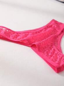 12条/包 女士性感蕾丝镂空比基尼内裤，V腰无缝豹纹浪漫内衣，舒适透气 - 彩色 - 查看 10