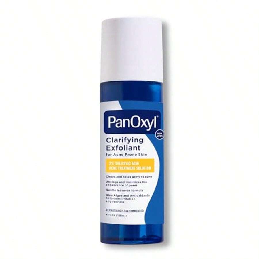 PanOxyl Clarifying Exfoliant With 2 Salicylic Acid BHA Liquid Exfoliant For Face Unclogs Minimizes Appearance Of Pores Blue Algae And Antioxidants Help Calm Redness For Acne Prone Skin 4 Fl Ozazsx2f6