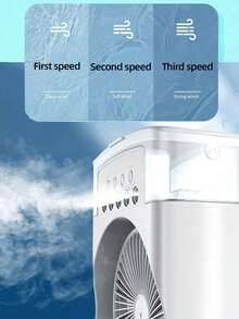 OBOVAY 新款三合一风扇空调，家用迷你空气冷却器，带LED夜灯、便携式加湿器和空气循环风扇，适用于办公室和家庭[颜色随机]