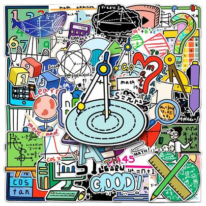 50 autocollants de formules mathématiques. Cadeau pour les passionnés de mathématiques. À utiliser pour décorer votre livre, téléphone portable, tablette, casque, guitare, bagage, fournitures scolaires, rentrée scolaire