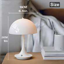 Lámpara de mesa inalámbrica con forma de seta y sensor táctil, 3 colores con regulador de intensidad continuo, luces portátiles a batería para decoración de dormitorio/restaurante/exterior/camping