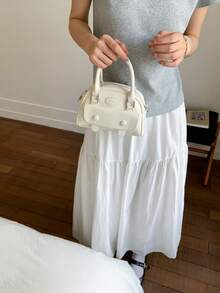 1 件女士纯色仿皮托特包手提包，时尚波士顿钱包，单肩斜挎包，适合通勤和购物