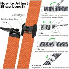 Smart Watch Strap - Orange (Black Buckle) - View 5