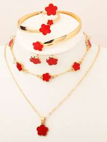 6 件套精致花卉复古设计优雅项链、手链、耳环、戒指首饰套装，适合日常、节日礼物、约会、节日、派对