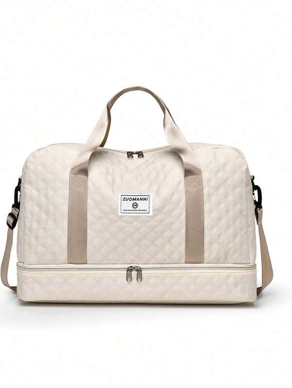Bolsa de Viagem com Zíper de Cor Sólida e Estilo Minimalista, Compartimento de Sapatos Multifuncional de Grande Capacidade, Leve e Conveniente para Homens e Mulheres