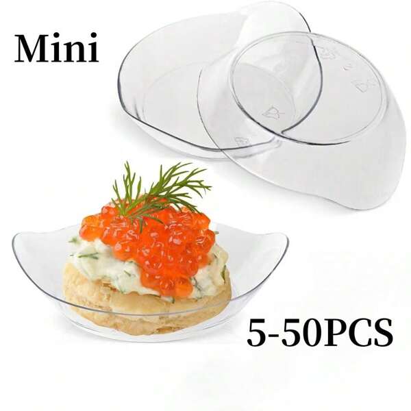 5/10/25/50 Stücke Mini Dessert Teller mit Verkostungsschälchen, 8 x 6,6 cm, wiederverwendbare kleine Verkostungsbecher Dessert Tassen Party Vorspeisen Servierplatte (Blattform)