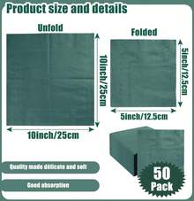 50 Pieces 3-Ply Green Napkins Disposable Folded 5 X 5 Inches Cocktail Napkins Paper Napkins For Dinner Wedding Birthday Party Dessert Napkins - Green - View 2