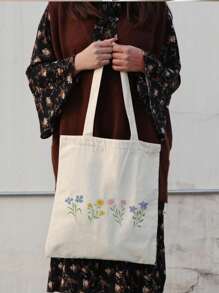 Bolso de tote de gran capacidad con estampado floral de moda minimalista para mujeres