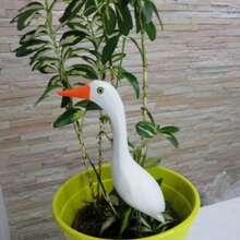 Enfeite de Jardim Garça Artesanato de Madeira 32 cm - Branco - Visão 1