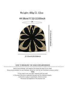 1 pieza Gorro de punto con gráfico, gorra de punto versátil y cálida, otoño/invierno