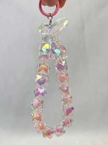 Correa de muñeca de cadena con cuentas de cristal de lujo, decoración de llavero desmontable para teléfono, bolso o cartera