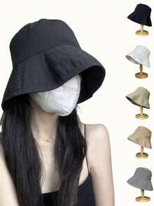 1pc Solid Color Bucket Hat, Large Brim Sun Protection Fishing Cap,Foldable Packable, Lightweight Hand Washable,Unisex For Outdoor Travel Beach Summer Vacation Spring-Summer,Autumn Accessory - Multicolor - View 11