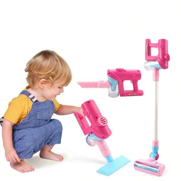 1 Set Kids Simulation Vacuum Cleaner, Realistic Children's Cleaning Tool Pretend Play Set, Girls Role Play Toy, Vacuum Cleaner Mini Cleaning Combination Cleaning Toy, Early Education Style Housework Recognition Toy, Practical Life Toy, Suitable For Kindergarten Practice Courses/Labor Day Activities