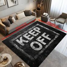 1pc "KEEP OFF" Graphic Print Shag Area Rug, 650GSM Silicone Backing, Soft Plush Carpet For Patio, Camping, Entryway, Living Room, Bedroom, Game Room, Machine Washable For All Seasons, Home Decor