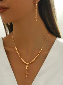 3 PiecesSet Fashionable Unique Elegant Retro Tassel Pendant Necklace Set For Women