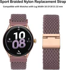 Correa de Reloj de Nylon Trenzado de 22mm para Hombres y Mujeres, Liberación Rápida, Hebilla de Acero Inoxidable Negra (Azul) - Woodrose (hebilla de oro rosa) - Ver 9