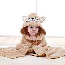 1 Stück unisex Baby Tier Gesicht Kapuzenhandtuch, einzigartiges Tier Design Baby Kapuzenhandtuch, super weich Neugeborenen Badetuch, essenzielles Baby Kapuzenhandtuch, Korallen Fleece Cartoon Kinder Kapuzen Umhang Badetuch, geeignet für alle Jahreszeiten