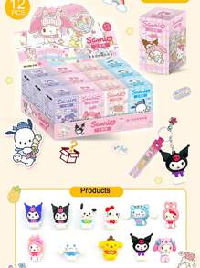 Sanrio 1 pieza Muñeca llavero de la cápsula sorpresa Kuromi, ornamento de muñeca colgante de bola sorpresa, figuras de dibujos animados lindas, bola sorpresa de cápsula de diversión de demolición, modelo de caja misteriosa de personaje de anime lindo, decoración de escritorio, decoración de automóvil, accesorios de cordón de personaje llavero, regalo de Navidad, regalo de cumpleaños