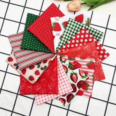 12pcs 25*25cm (9.8*9.8in) Fruit Series Handmade Patchwork DIY Sewing Fabric Pack