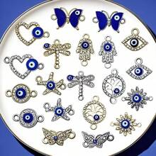 10pcs Alloy Zirconia Dainty Butterfly Blue Eye Bracelet Jewelry Pendant Charms For DIY Necklace Bracelet Jewelry Making Accessories