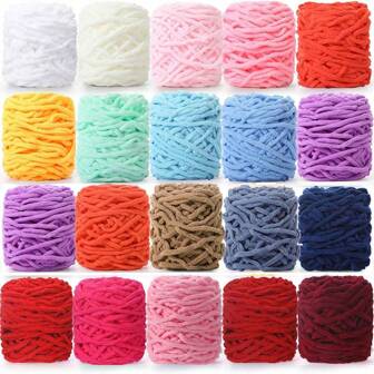 1/5 Roll, Approx. 90-100g/Pc Ice Bar Style Single Strand Chunky Yarn For DIY Scarf, Bag, Slippers, Figurine, Blanket, Cushion, Plush Doll (Random Color)
