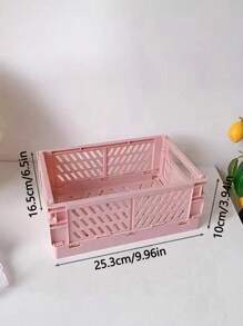 1pc Mini/Large Foldable Plastic Storage Basket, Desktop Collapsible Storage Box, Student Stationery Organizer Shelf, Small Item & Cosmetic Storage Basket, Stackable