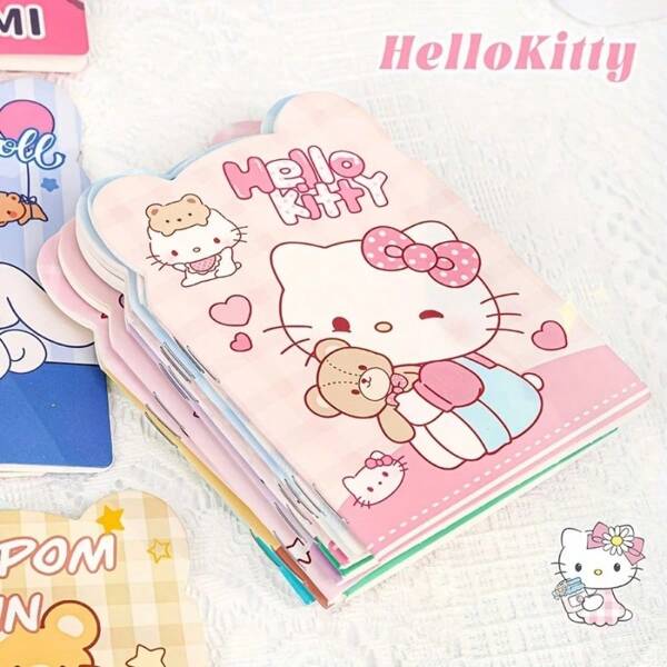 Sanrio Conjunto de 20 cadernos fofos de desenho animado da Hello Kitty Kurumi Melody, memorandos, cadernos de dever de casa, cadernos pequenos, prêmios em estilo de desenho animado, cadernos finos, cadernos fofos, adequados para materiais escolares e de recompensa para casa [Temporada inicial] [Temporada de volta às aulas] [Cor e estilo aleatórios]