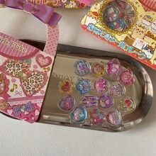 15pcs Y2k Crystal Marbles Stickers 3d Laser Sparkling Heart-Shaped Animal Mobile Phone Case Stickers School Supplies, Back To School