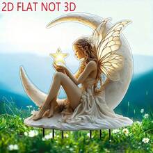 2d 平面非 3d 月亮湾仙女花园标志 - 亚克力花沸景观装饰，适用于庭院和草坪，完美的家居和花园装饰，花卉组合和创意生日礼物。 - 彩色 - 查看 5