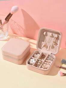 1pc Jewelry Storage Box, Dark Green For Women Storage Organizer Travel Essentials Back To School Dormitory Storage - Dark Green - View 8