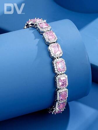 DV JEWELRY 1pc Luxury Women Zirconia White Gold Plated Bracelet, Elegant Jewelry For Date, Wedding, Party, Anniversary Gift