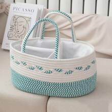 Rope Woven Baby Diaper Caddy, Large Capacity Mom Bag For Outdoor, Diaper, Baby Essentials Storage - Multicolor - View 2