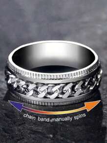 4 Stücke Mode Edelstahl Herren Einzelring Schwarz geprägt mattiert Dekoration Alltag Tragen