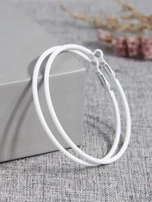 1 paire de boucles d'oreilles élégantes en forme de créoles minimalistes à la mode, de couleur blanche fluorescente et multicolore bonbon, pour femmes - Blanc - Voir 13