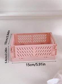 1pc Mini/Large Foldable Plastic Storage Basket, Desktop Collapsible Storage Box, Student Stationery Organizer Shelf, Small Item & Cosmetic Storage Basket, Stackable