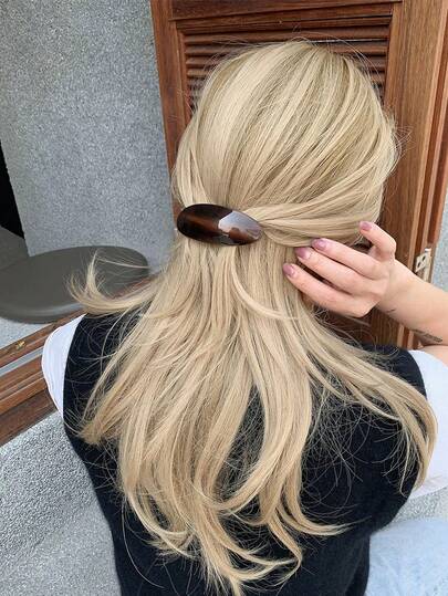 1 Pc Korean Version Of The New Style Of Acetic Acid Fashion Elegant Retro Shell Texture Large Top Clip Spring Clip Hair Accessories, Holiday Gifts Woman, School Stuff