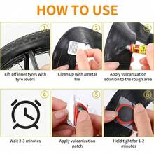 全套53个高品质自行车轮胎修补套件：配备多种工具，包括耐用硫化补片和金属磨料盘，可快速修复爆胎问题，适用于所有自行车，包括摩托车、BMX、山地车、公路车（图案随机）