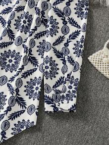 Allover Print Long Sleeve Blouse, Women Modest Tops - Multicolor - View 8