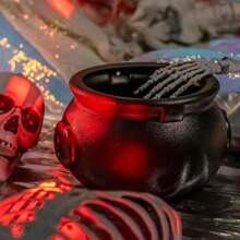 1 pièce Grand chaudron de sorcière d'Halloween, bol à bonbons en plastique noir, convient pour la décoration d'Halloween, les cadeaux de fête, les fournitures de fête de la chasse aux bonbons - Multicolore - Voir 4
