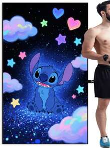 Disney Toalla de playa con diseño de dibujos animados de Stitch, súper suave, de secado rápido y lavable a máquina, para viajes y natación