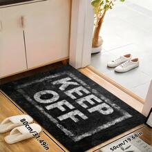 1pc "KEEP OFF" Graphic Print Shag Area Rug, 650GSM Silicone Backing, Soft Plush Carpet For Patio, Camping, Entryway, Living Room, Bedroom, Game Room, Machine Washable For All Seasons, Home Decor