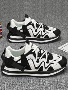 Men's Daddy Shoes Multi-Color Striped Leather Stitching Niche Design Advanced Casual Sports Shoes Men's Holiday Travel Comfortable And Light Thick-Soled Wear-Resistant Non-Slip Small Essential Height Shoes Men's Outdoor Casual Shoes Men's Wearing Low-Cut Lace-Ups