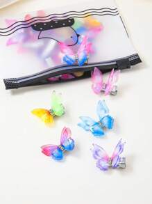 15pcs/Set Random Colors Double Layer Mesh Fairy Butterfly Wings Hairclips For Baby Girls, Cute Princess Hair Accessories, Daily Use