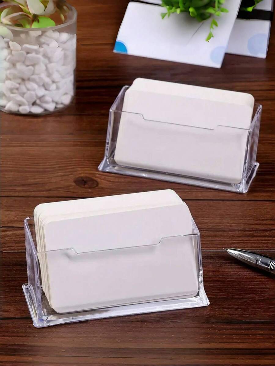 1pc Transparent Single-Layer Plastic Business Card Holder, Simple Double-Layer Triple-Layer Business Card Display Stand