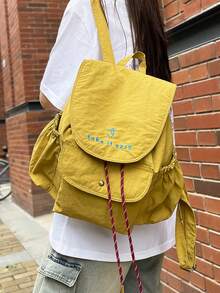 Mochila com Estampa de Letra Bicolor da Moda, Bolsa de Armazenamento de Grande Capacidade, Alça de Ombro Ajustável, Adequada para Estudantes, Viagens, Férias, Uso ao Ar Livre